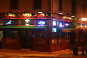 Choate Bridge Pub exterior at night